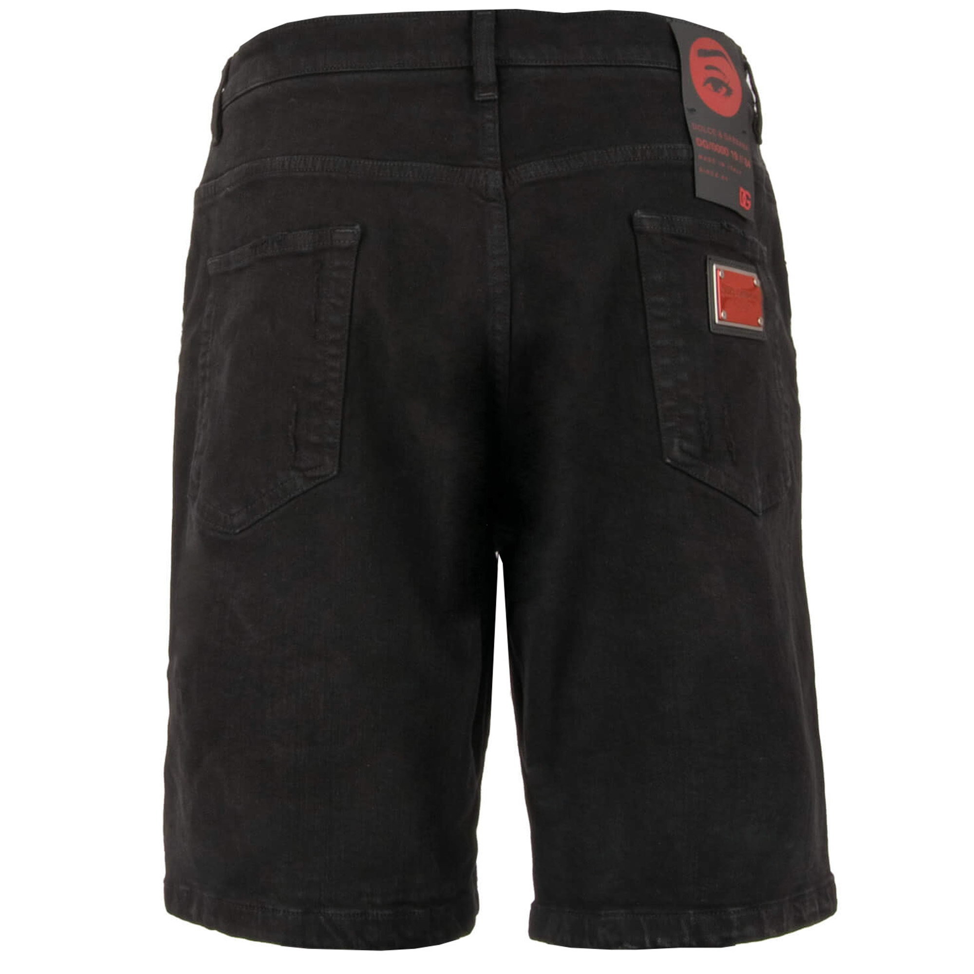 DG Logo Metal Plate Denim Jeans Shorts Black