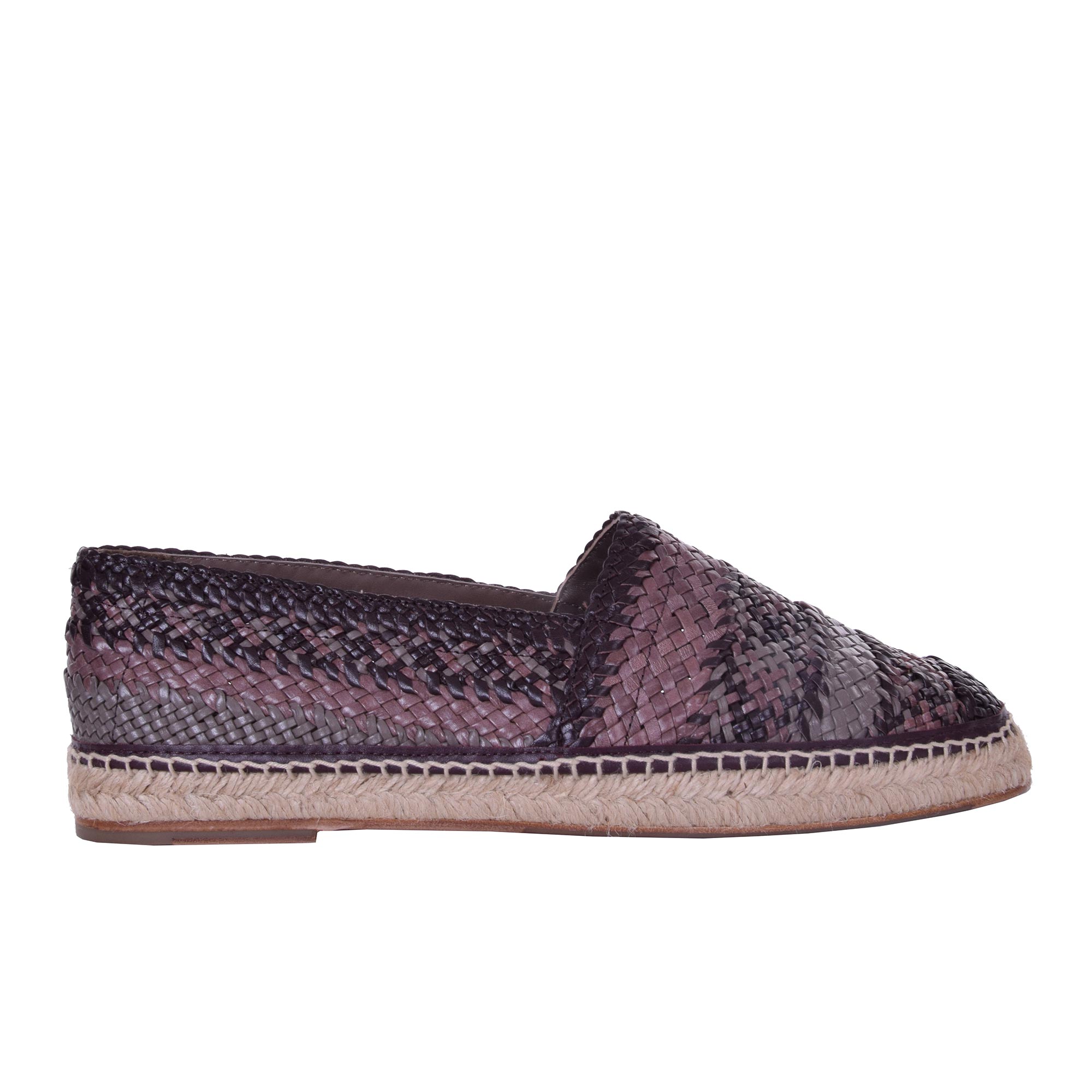 Gewebte Büffel Leder Espadrilles Schuhe TREMITI Braun Beige