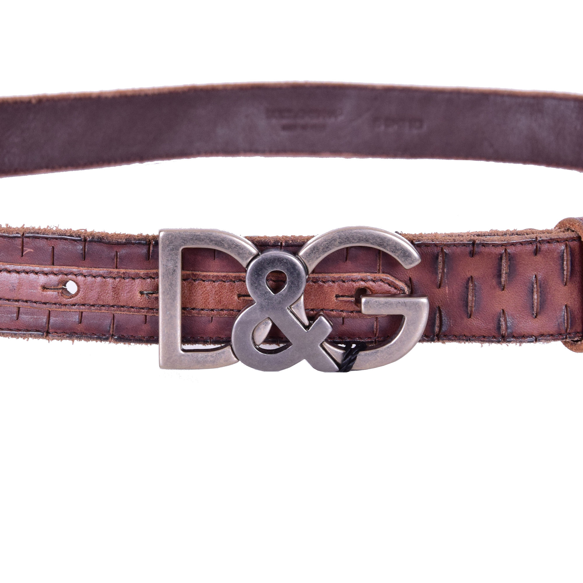 Gürtel aus struckturierten Kalbsleder mit D&G Logo aus Metall von DOLCE & GABBANA Black Label