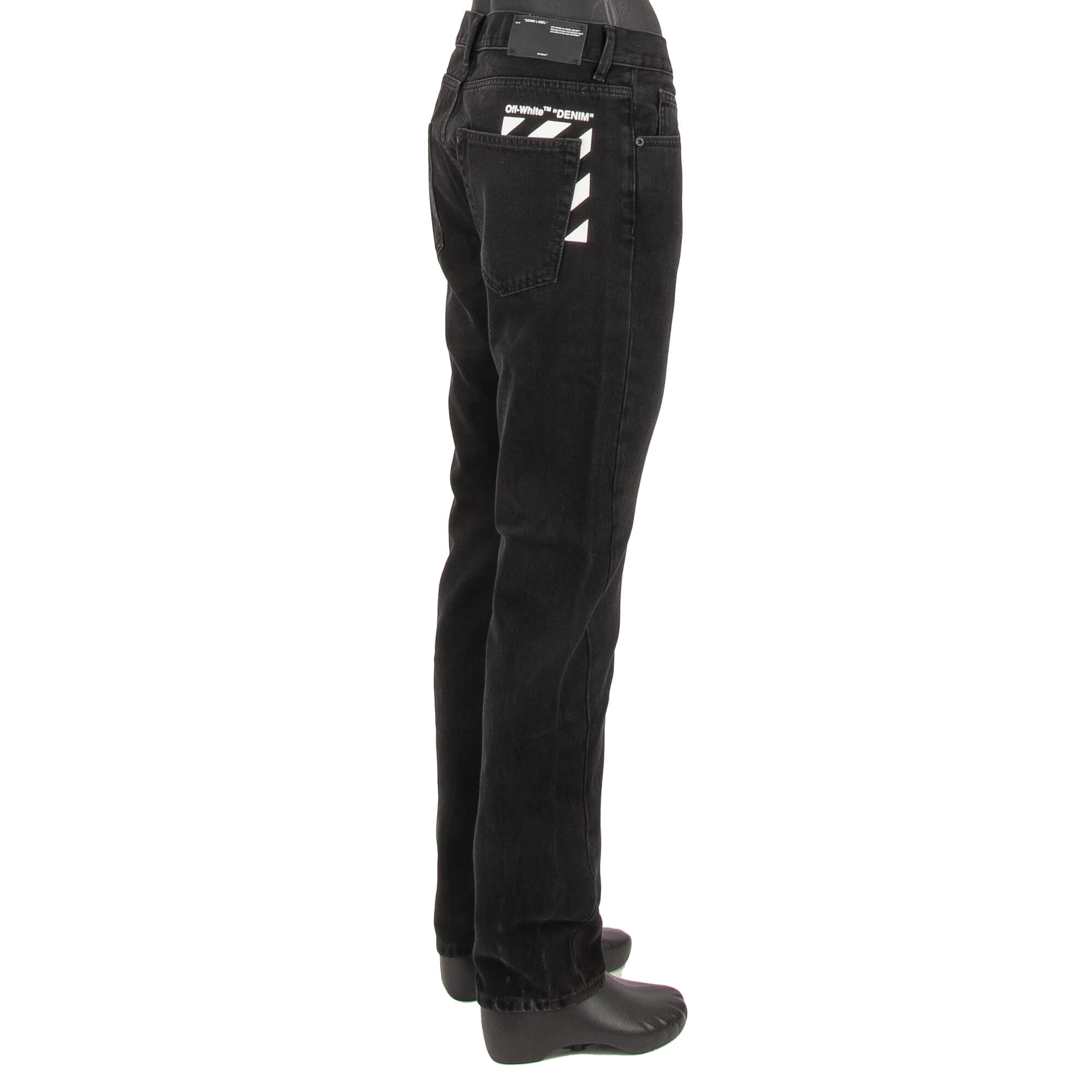 Off-White Slim Fit Jeans mit Logo Print Schwarz Weiß 32 M