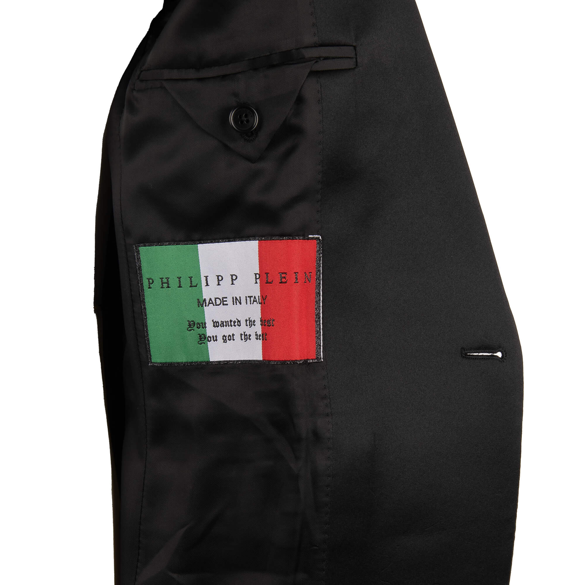 Floral Printed Blazer DAMASCATO NERO with contrast satin reverse and logo in front by PHILIPP PLEIN
