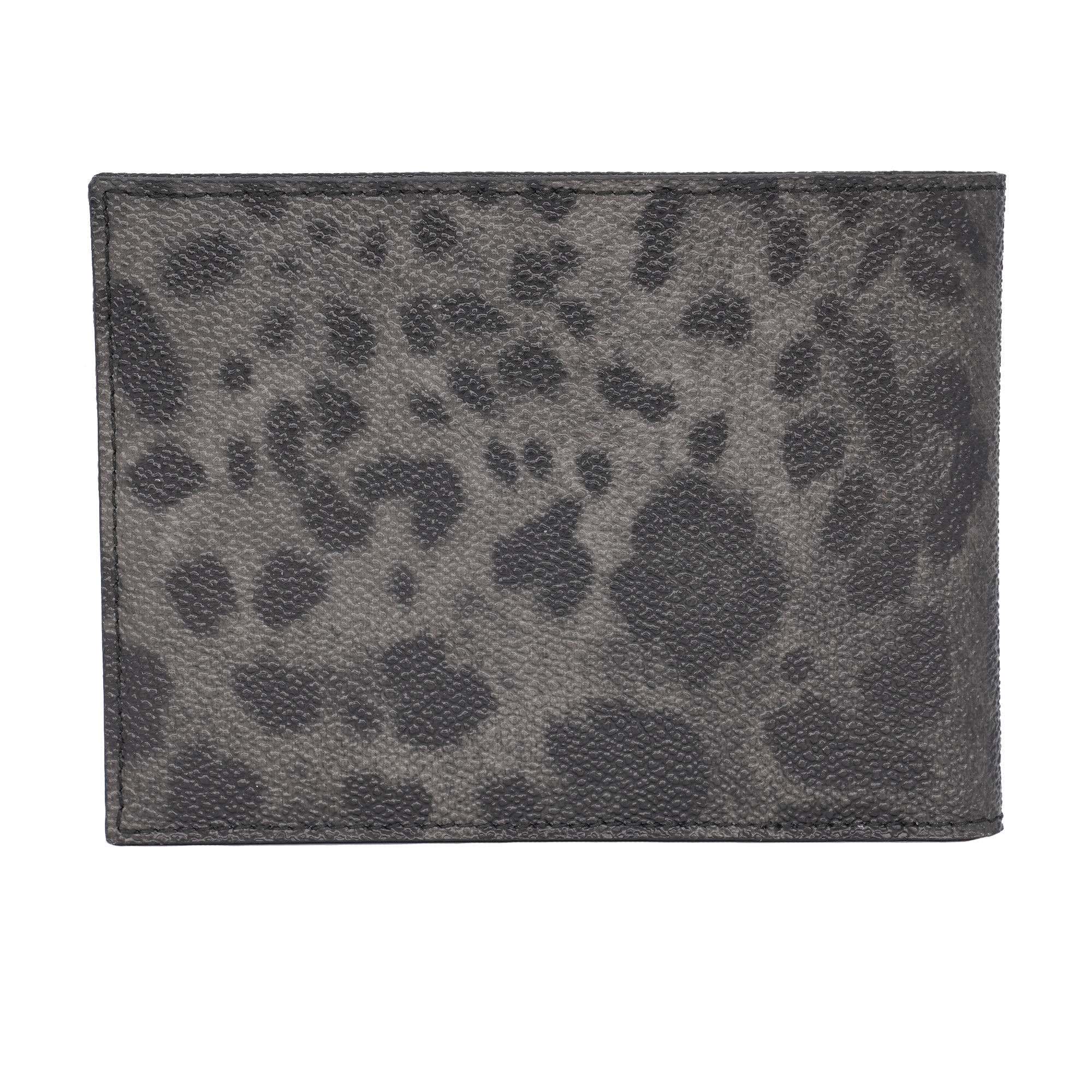 Dauphine Leder Portemonnaie / Geldbörse mit Leoparden Print und DG Logo-Schild in Grau und Schwarz von DOLCE & GABBANA 