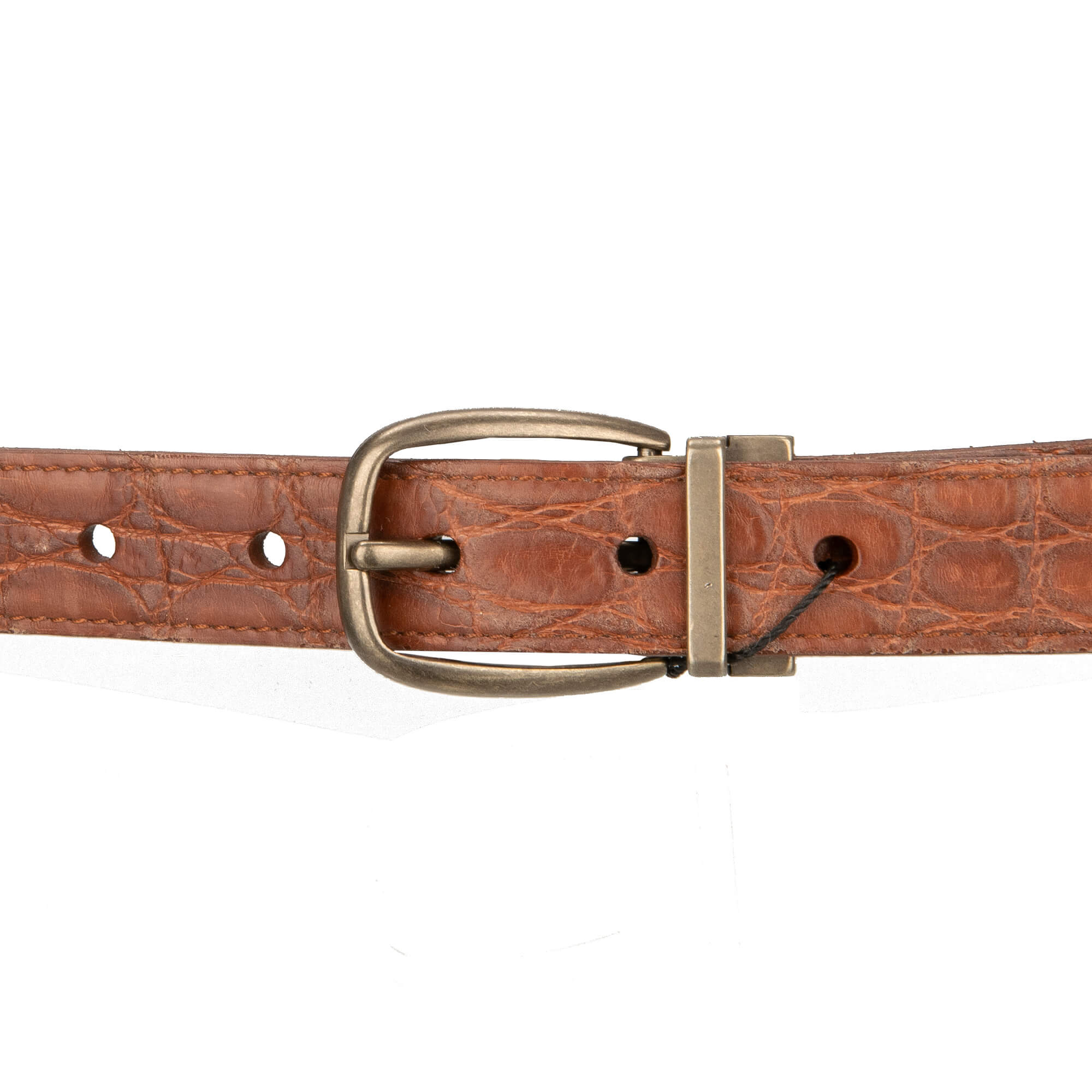 Gürtel aus Krokodilleder mit Metall Rollschnalle in Antik Gold und Braun von DOLCE & GABBANA