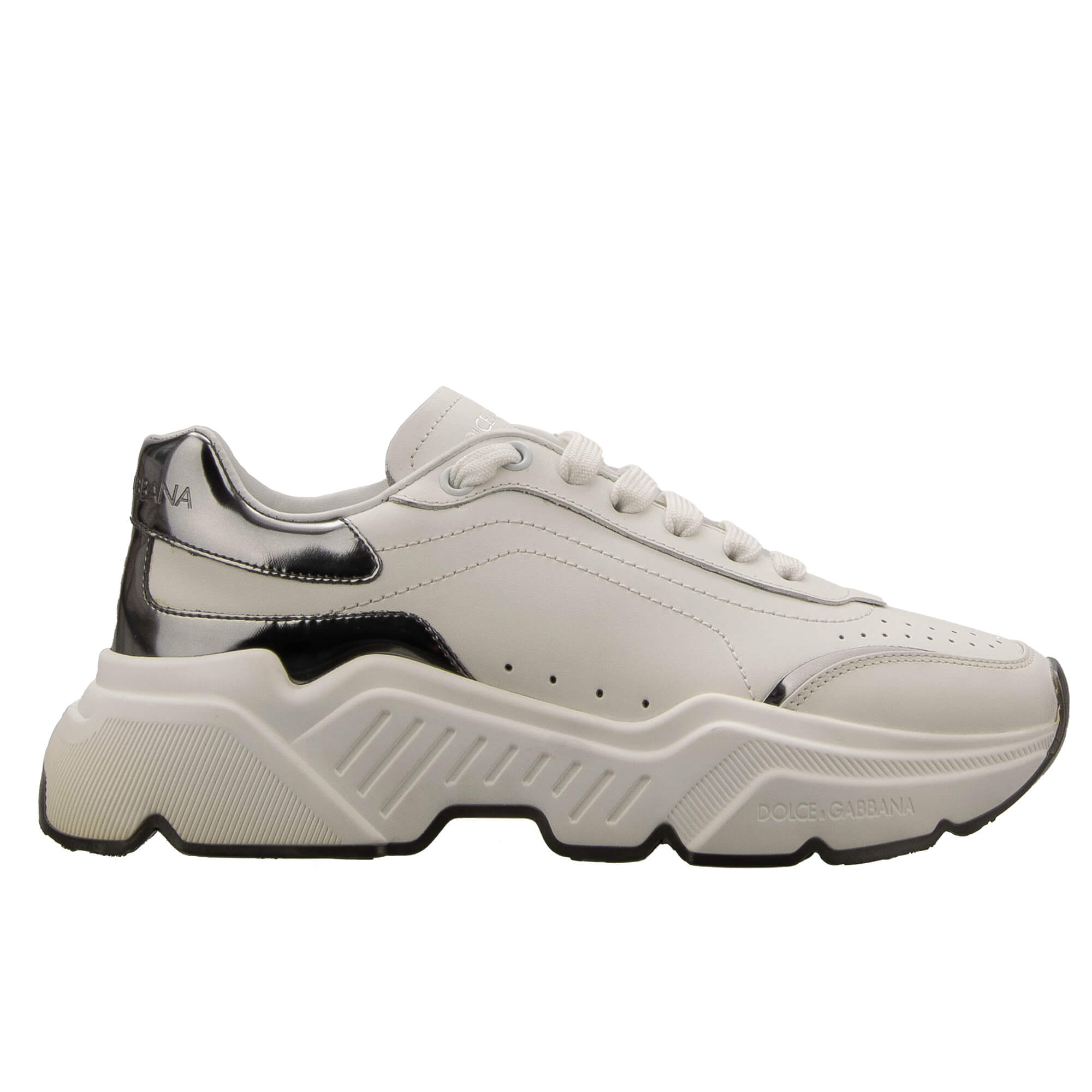 Leder Plateau Damen Sneaker DAYMASTER Weiß Silber 38 US 8