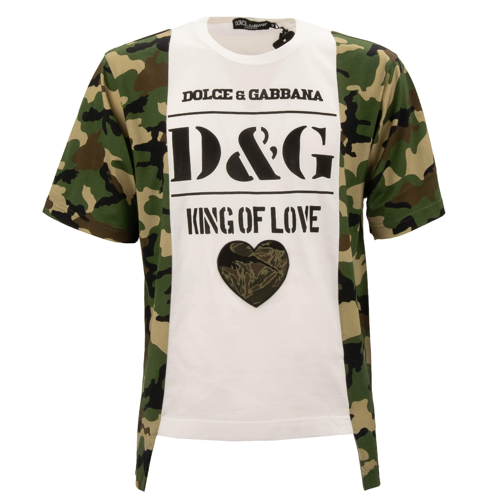 DG King of Love Logo Herz Camouflage Baumwolle T-Shirt Weiß 
