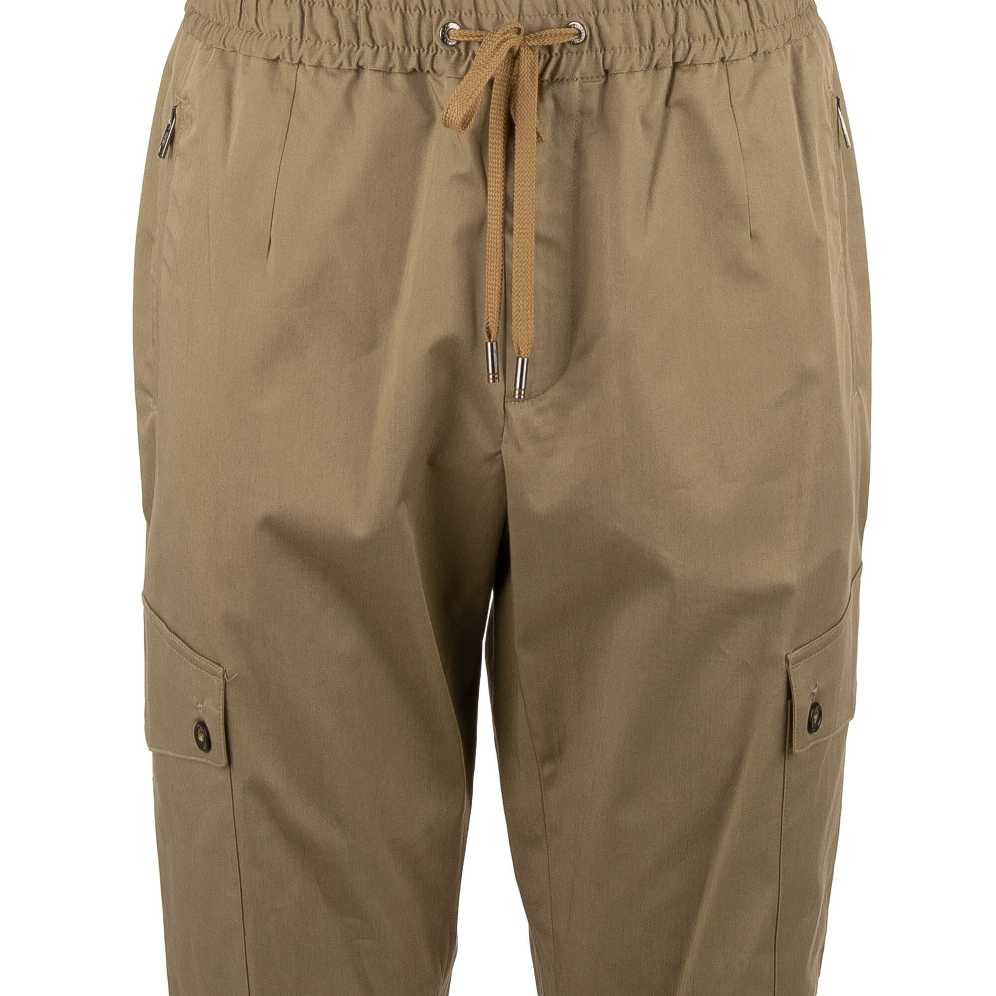  Khakis Hose aus Baumwolle mit Logo Sticker, vielen Taschen mit Reißverschluss und elastischer Taille von DOLCE & GABBANA 