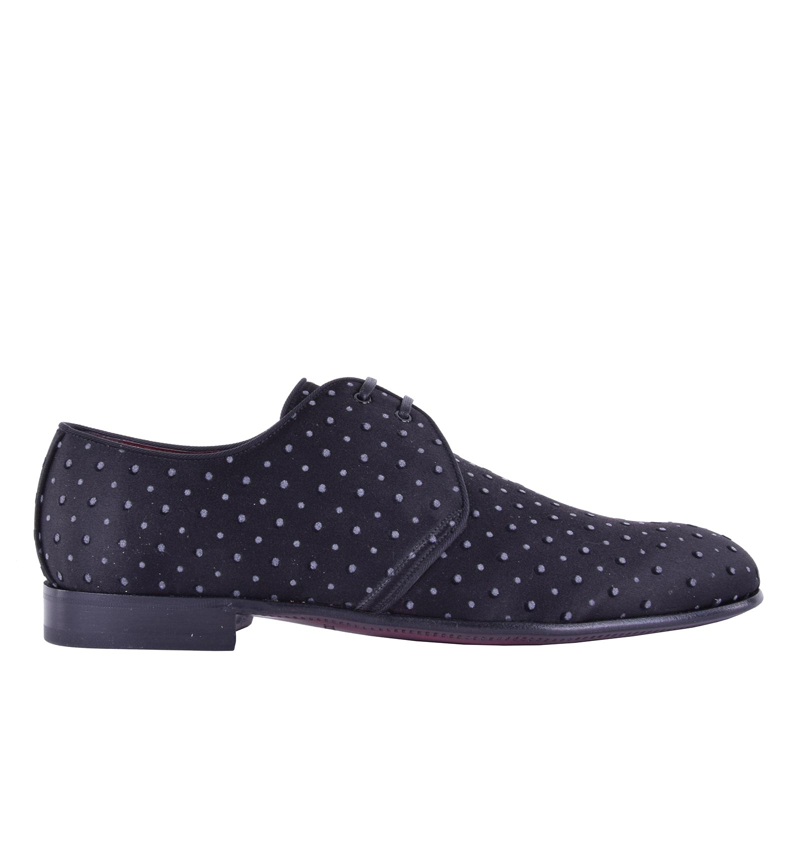 Seide Derby Schuhe MILANO mit Polka Dot Print Schwarz
