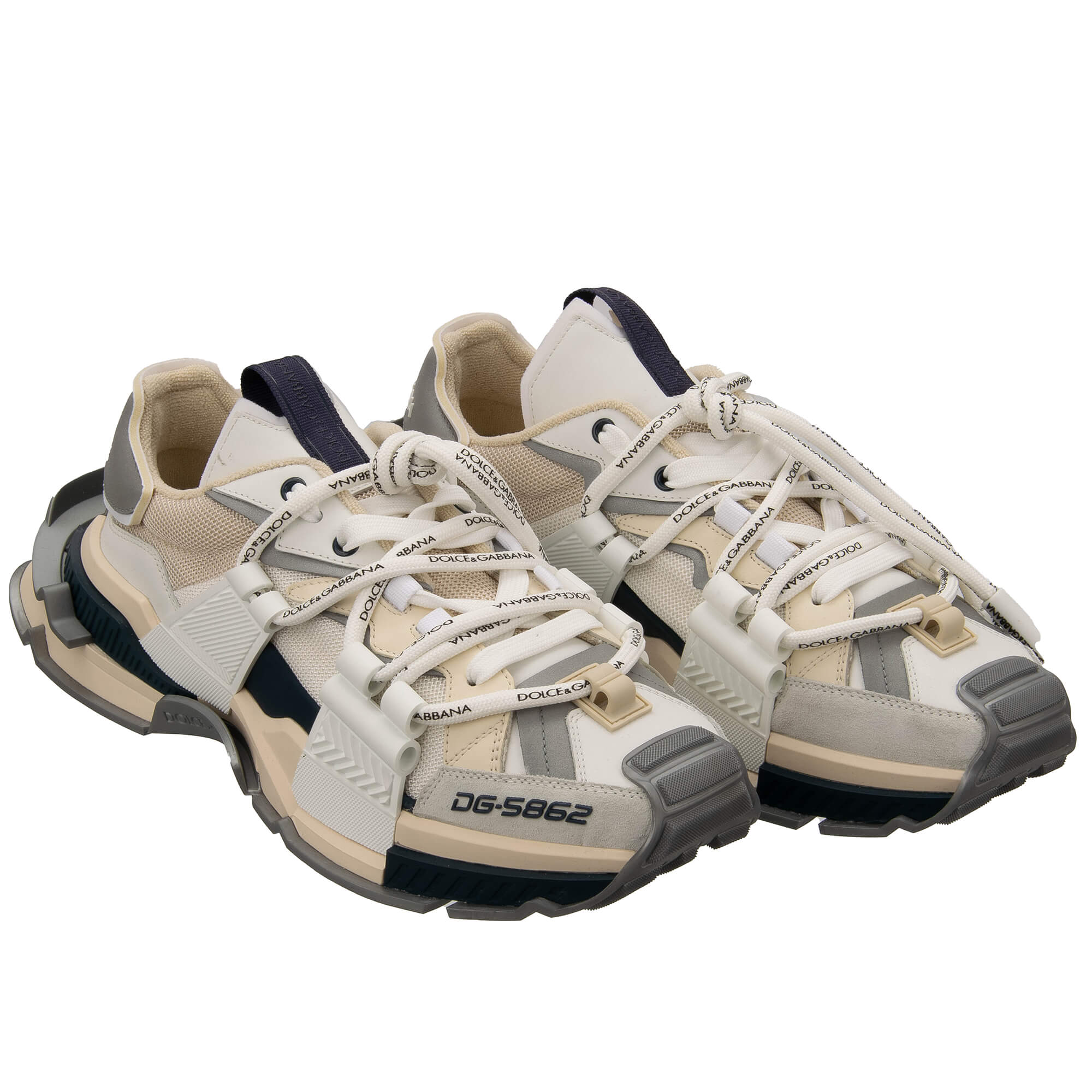DG Logo Low-Top Sneaker SPACE Silver White Beige 43.5  UK 9.5 US 10.5
