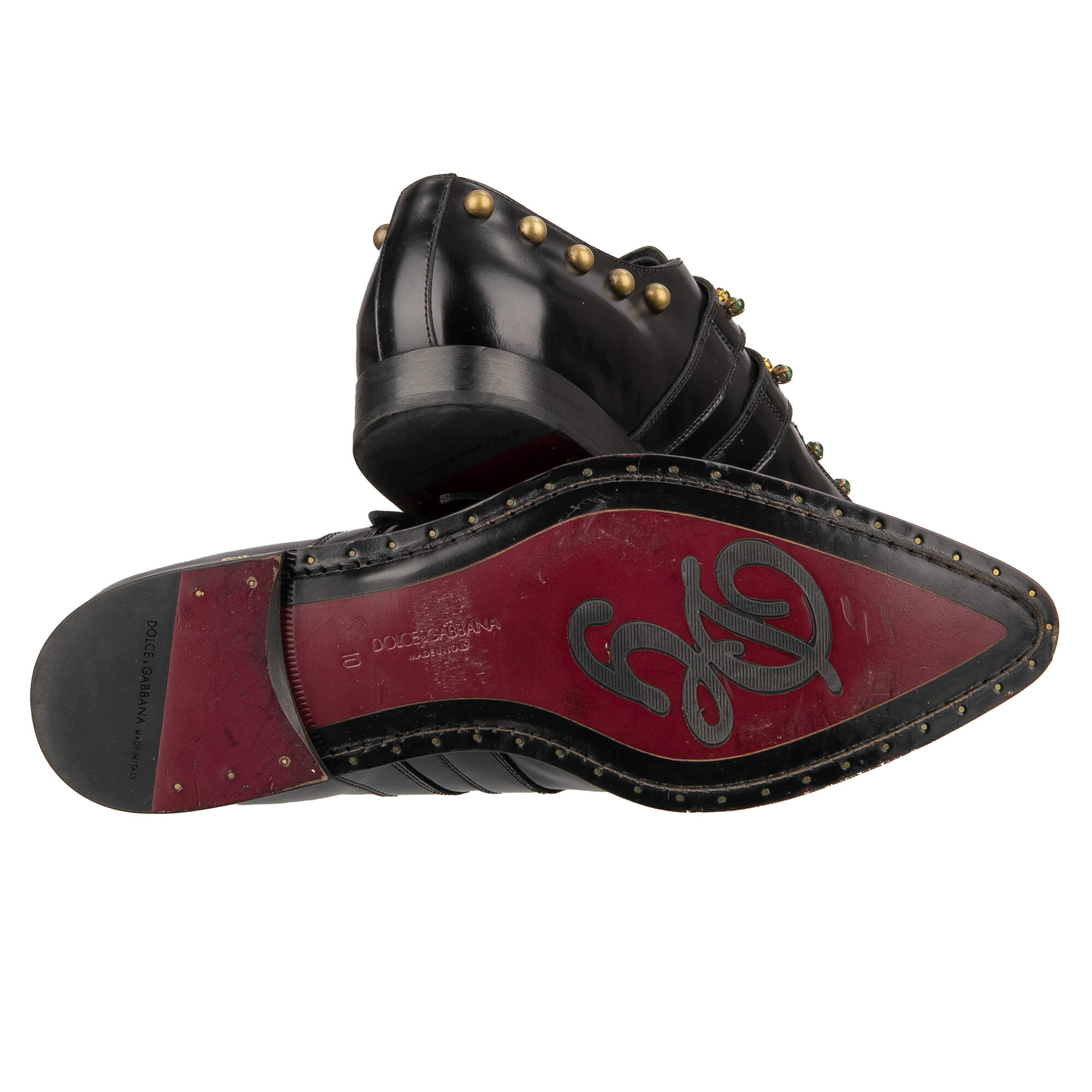 Derby Schuhe MILLENNIALS aus Leder mit Kristallen, Nieten und Steinen und Absatz mit DG Logo in Weiß und Azur von DOLCE & GABBANA