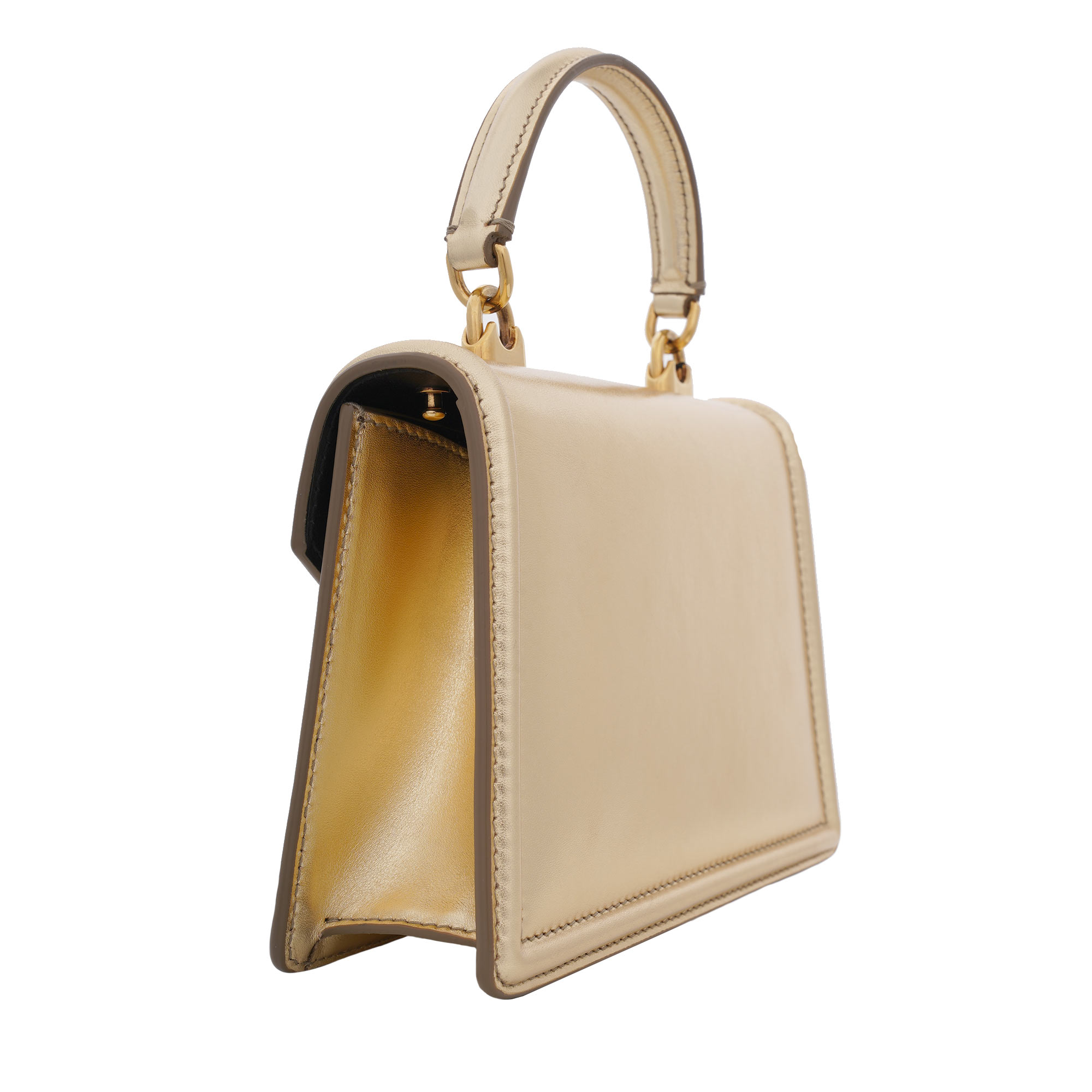 Top Handle / Crossbody Bag DEVOTION Small made of velvet with a jeweled heart buckle with DG Logo and detachable metal chain strap by DOLCE & GABBANA