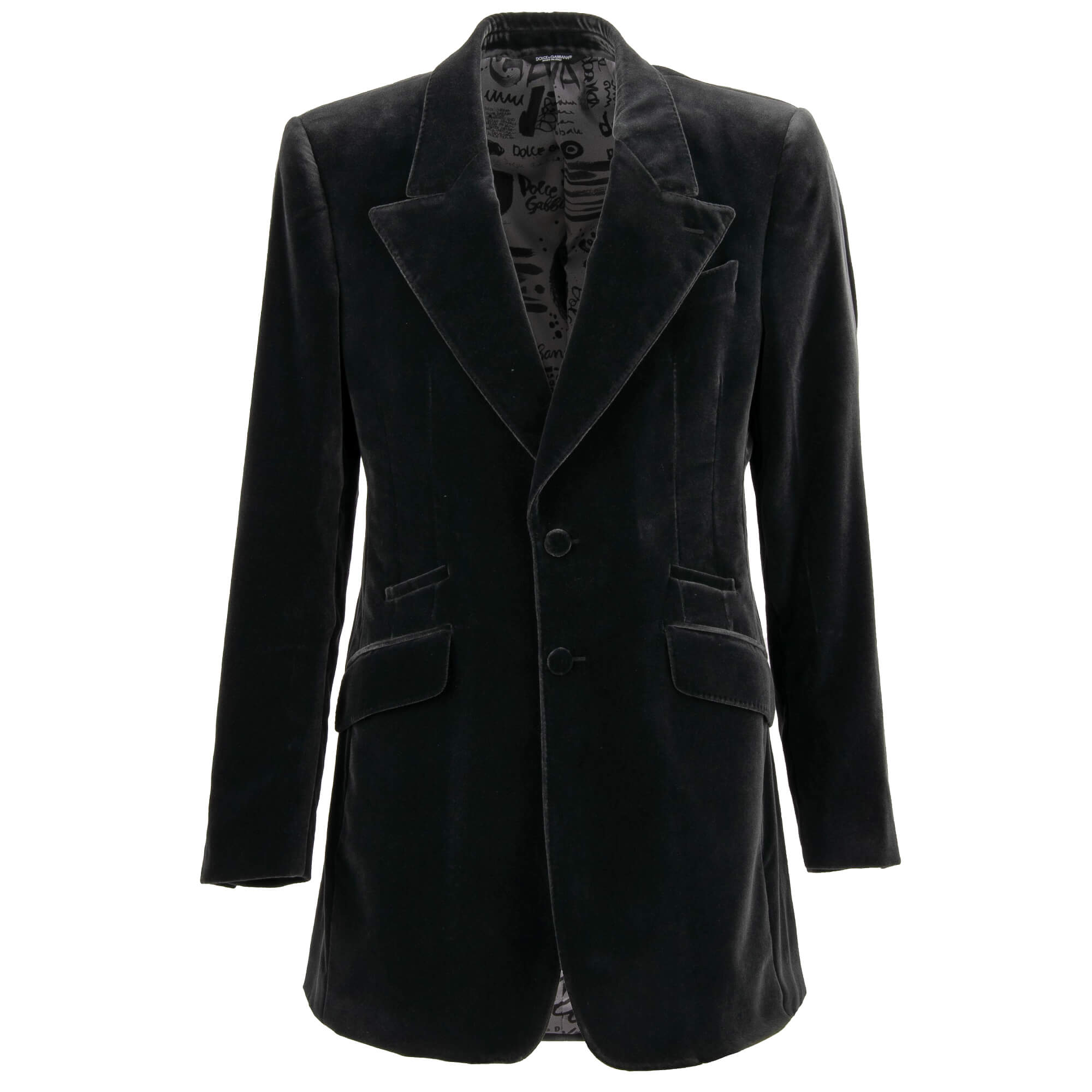 Long Velvet Blazer Jacket Black 50 M L