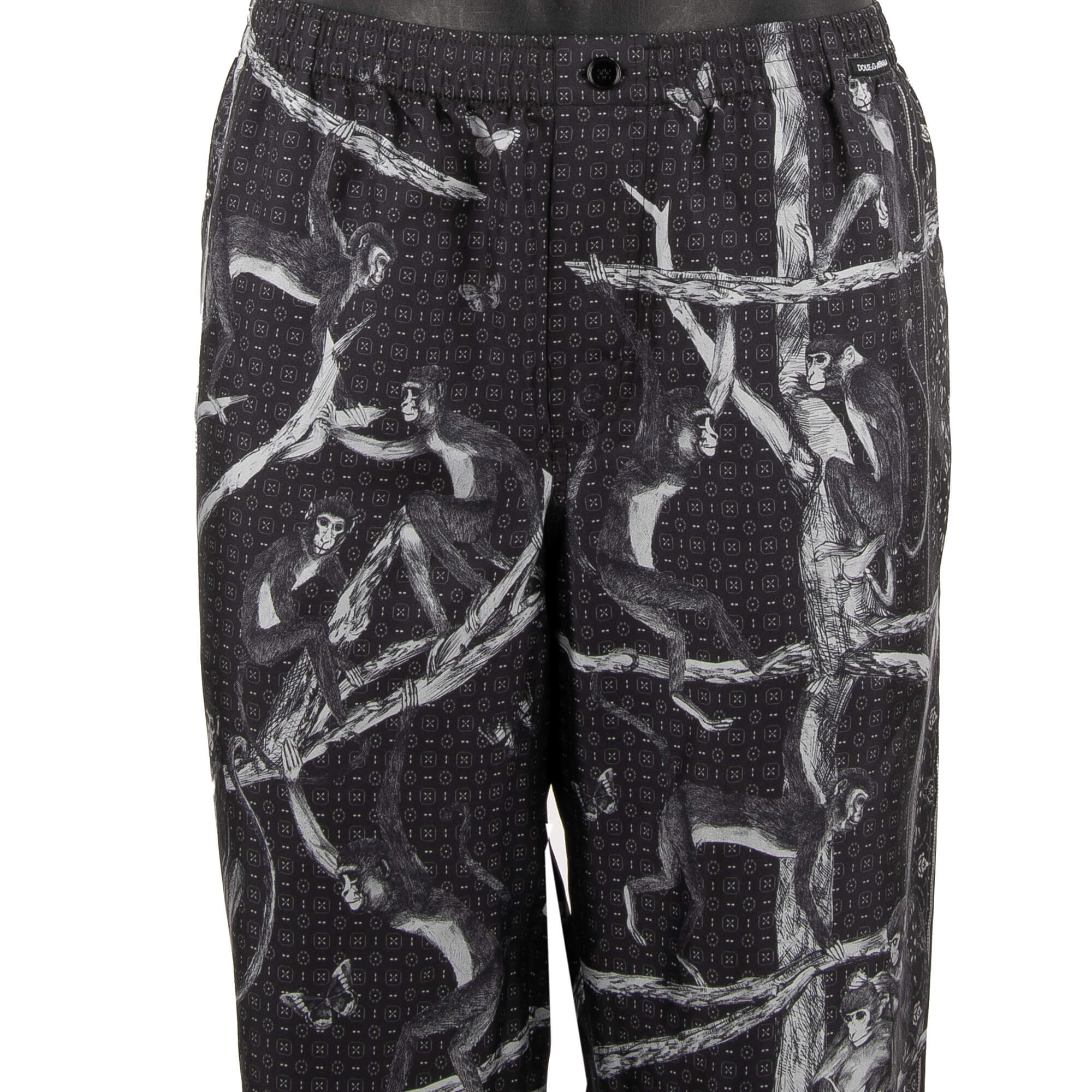 Pyjama Hose aus Seide mit Affen Print in Grau von DOLCE & GABBANA 