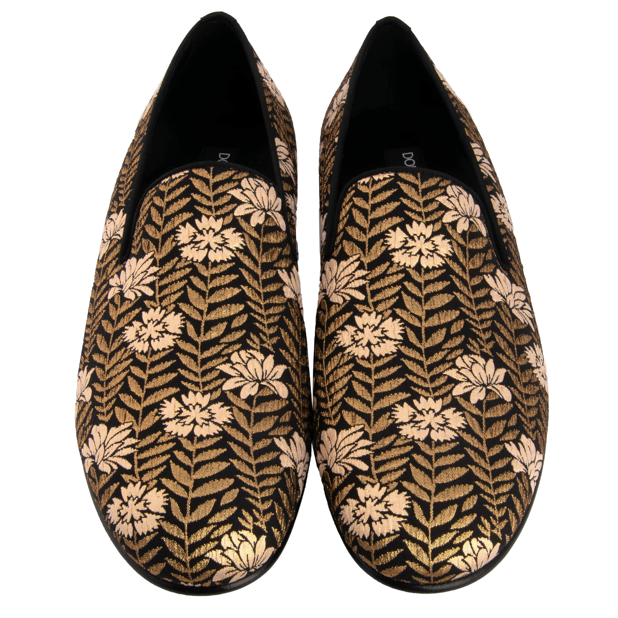 Loafer Schuhe AMALFI aus Blumen Jacquard in Schwarz und Gold von DOLCE & GABBANA