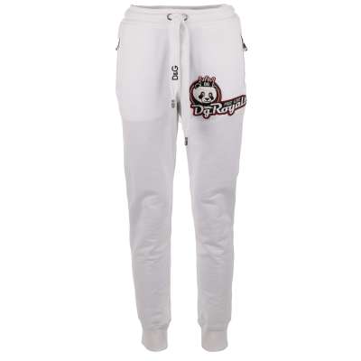 Sweatpants DG ROYALS with Panda Stickers and Pockets White