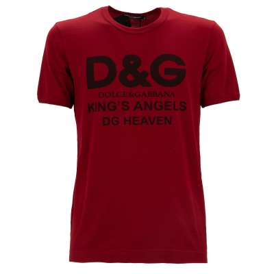 Cotton T-Shirt DG King Angel Heaven Logo Red