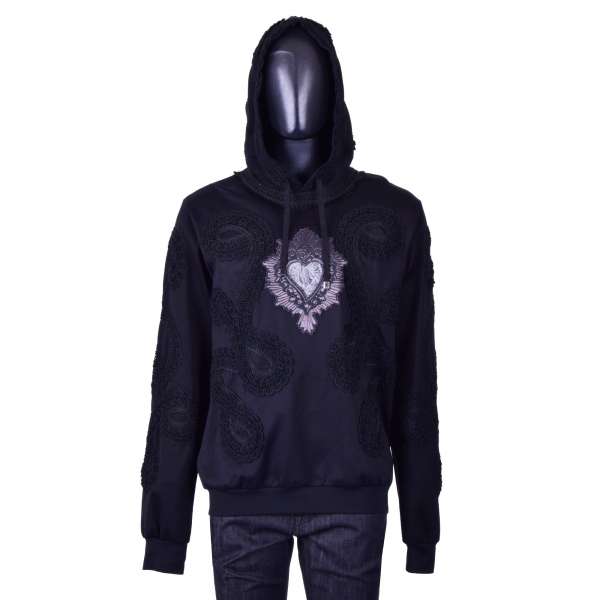 Hoody mit Sacred Heart / Herz Stickerei im spanischen Stil von DOLCE & GABBANA