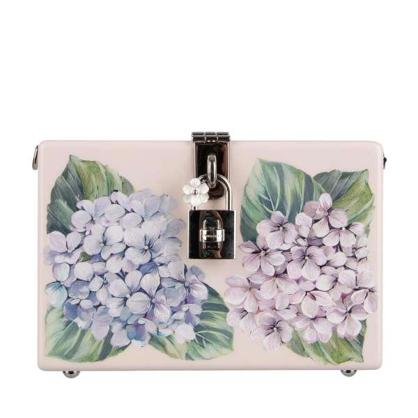 Gardenia flowers printed shoulder bag / clutch DOLCE BOX with logo print and decorative buckle with a flower by DOLCE & GABBANA