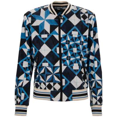 Gio Ponti Design Light Bomber Jacket Blue White
