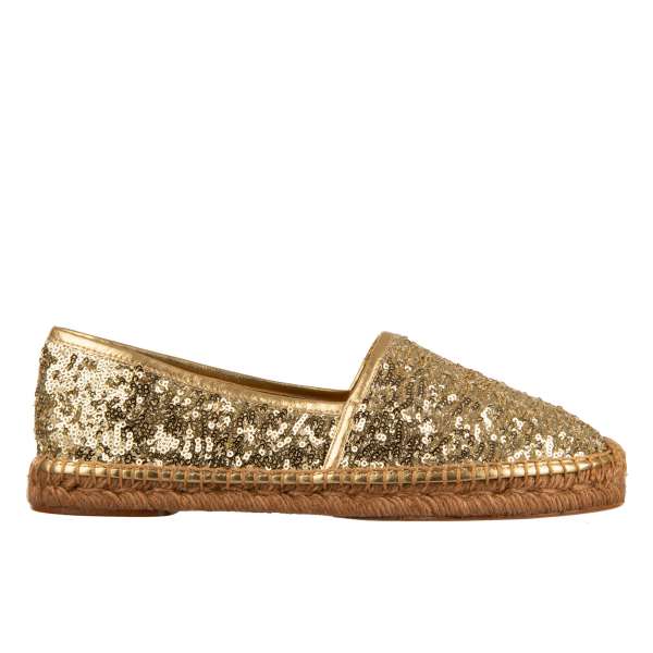 Sequined Espadrilles in gold by DOLCE & GABBANA Black Label