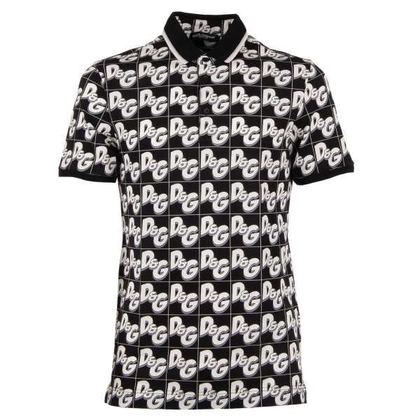 Cotton Polo Shirt with D&G Mania Logo print by DOLCE & GABBANA