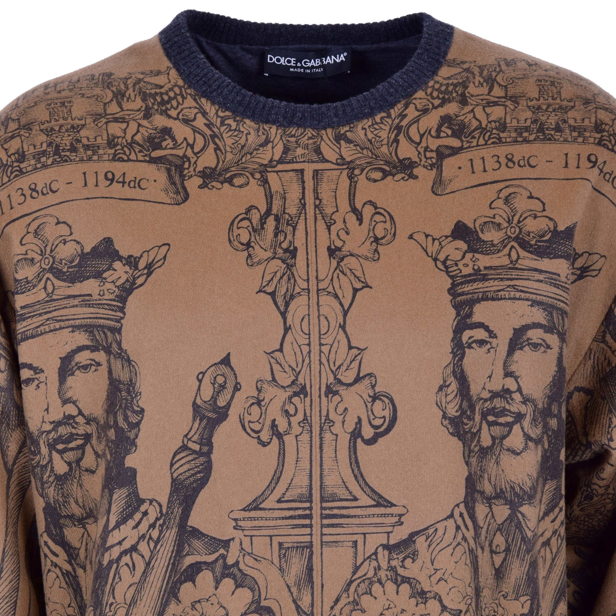 Dolce & Gabbana Cashmere King Crown Sweater Beige | FASHION ROOMS
