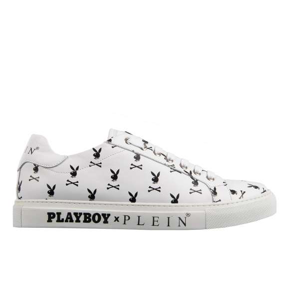 Low-Top Sneaker SKULL PLAYBOY with skull bunny print, metal logo plaque, printed logo to the rear and to the side by PHILIPP PLEIN x PLAYBOY