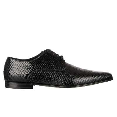 Formal Pointed Snake Leather Derby Shoes JAMES BOND Black