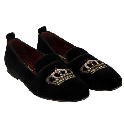 Crystal Heart Crown Suede Loafer YOUNG POPE Black 41 UK 7