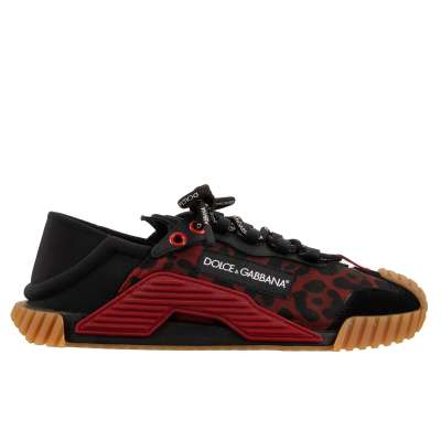 DG Logo Leopard Print Sneaker NS1 Rot Schwarz 