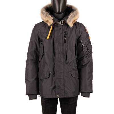 Parka Down Jacket RIGHT HAND with Fur Hoody and Lining Gray