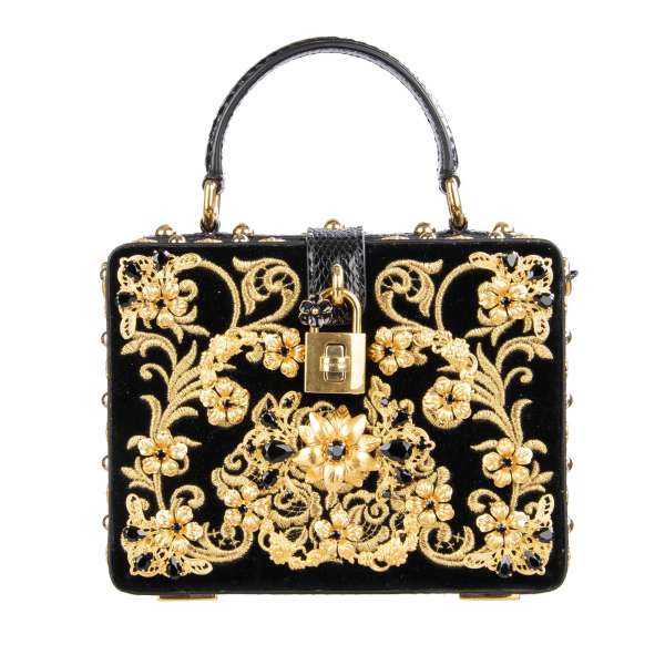 Dolce & Gabbana Baroque embroidered Crystals Bag DOLCE BOX Black Gold ...