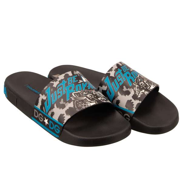 Slides Sandals with a D&G Front Logo and large Logo insert at the sole by DOLCE & GABBANA - DOLCE & GABBANA x DJ KHALED Limited Edition