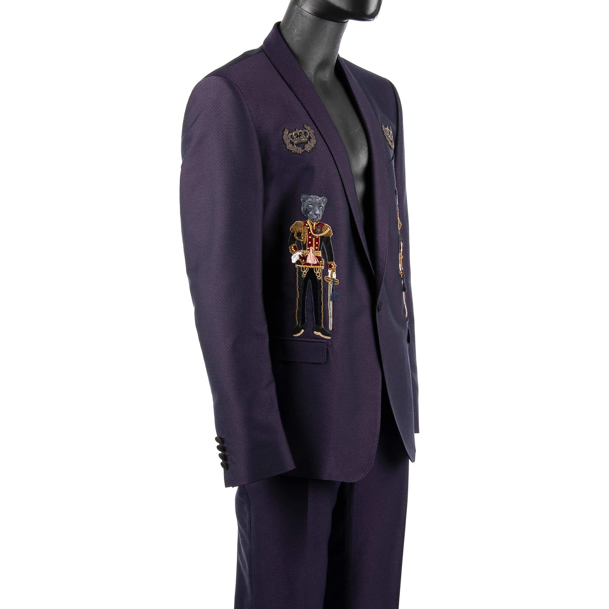 dolce gabbana gold uniform cats stickerei anzug lila 56 fashion rooms