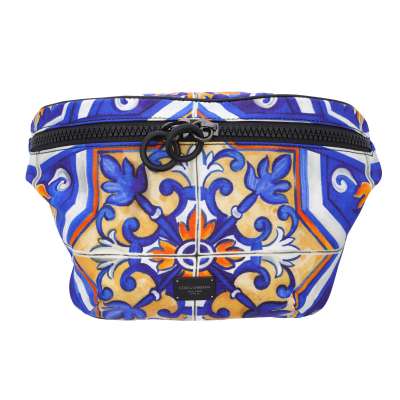 Majolika DG Logo Crossbody Gürtel Tasche Blau Orange Weiß