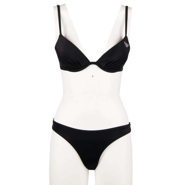 Bikini consisting sculpted push-up bra with logo and elastic brief with logo lettering by EMPORIO ARMANI Swimwear