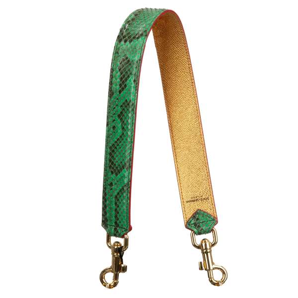 Dauphine and snake leather bag Strap / Handle in green and gold by DOLCE & GABBANA