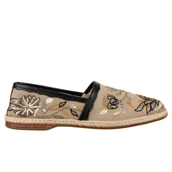 Sequins embroidered canvas espadrilles shoes MONDELLO by DOLCE & GABBANA