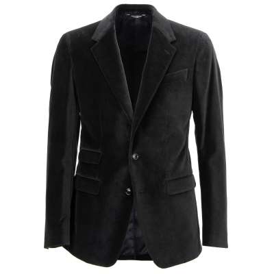 Velvet Blazer NAPOLI with Notch Lapel and Pockets Grey Black