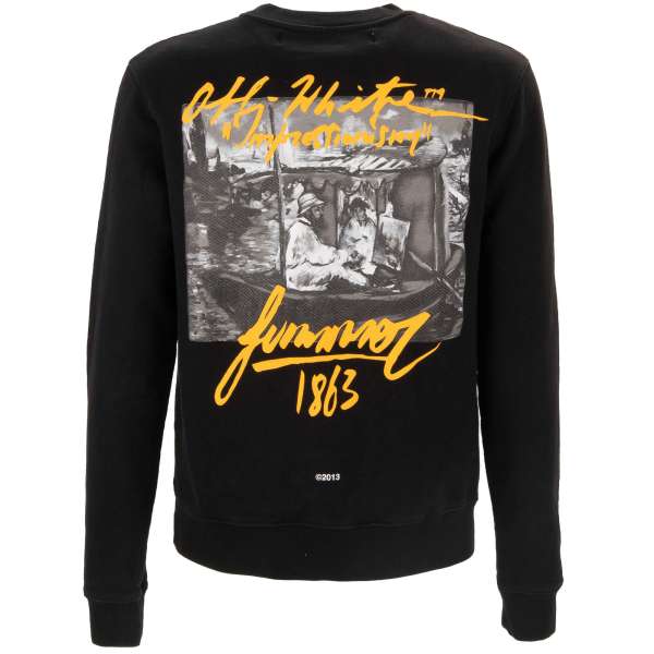 Off White Virgil Abloh Slim Sweatshirt Impressionism with Manet Painting and Logo Black M FASHION ROOMS