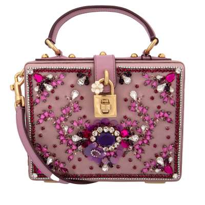 Satin Clutch Tasche DOLCE BOX mit Schmuck Stickerei und Kristallen Pink Satin Clutch Tasche DOLCE BOX mit Schmuck Stickerei und Kristallen Pink