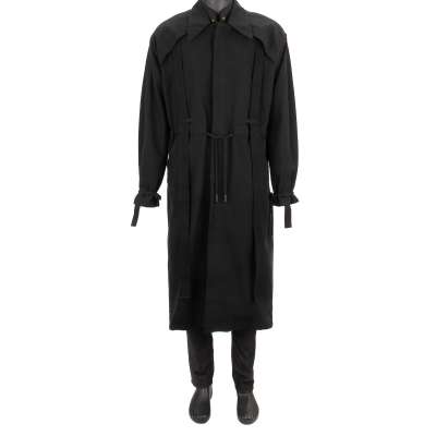 Virgil Abloh Oversize Trench Mantel mit Gurten und Seilen Schwarz M