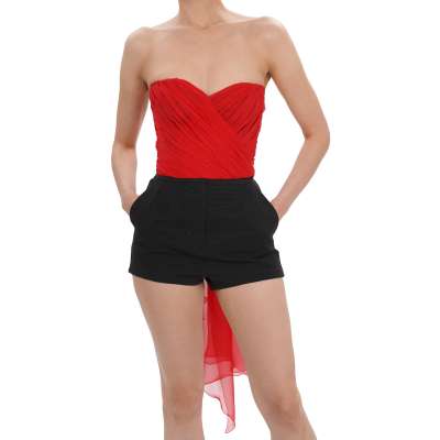 Silk Train Bralette Bustier Corset Top Red IT 40 US 4 XS S