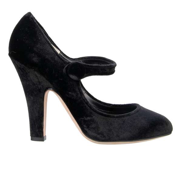 COCO Mary Jane Pumps aus Samt in Schwarz von DOLCE & GABBANA Black Label