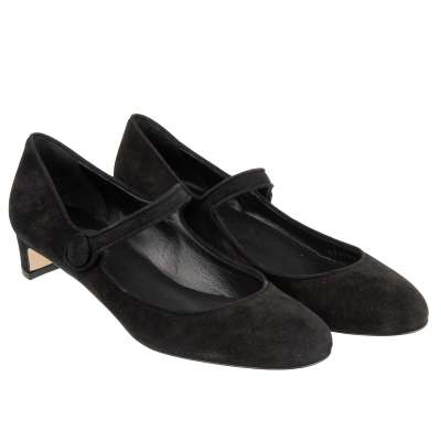 Wildleder Mary Jane Pumps VALLY Schwarz  