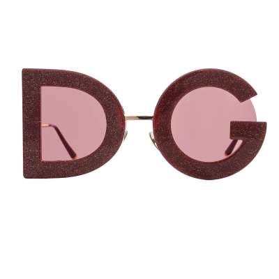 DG Logo Glitter Oversize Sunglasses Gold Red DG4365