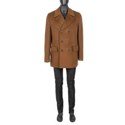 Double-Breasted Cashmere Coat Camel Brown