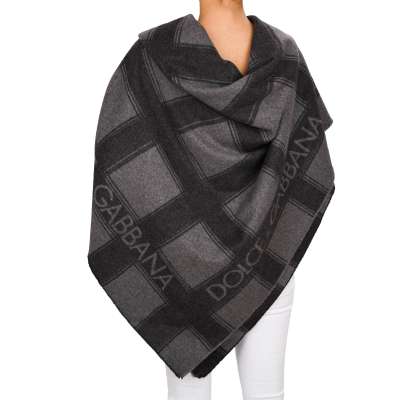 DG Logo Cashmere Blend Scarf Foulard Shawl Gray