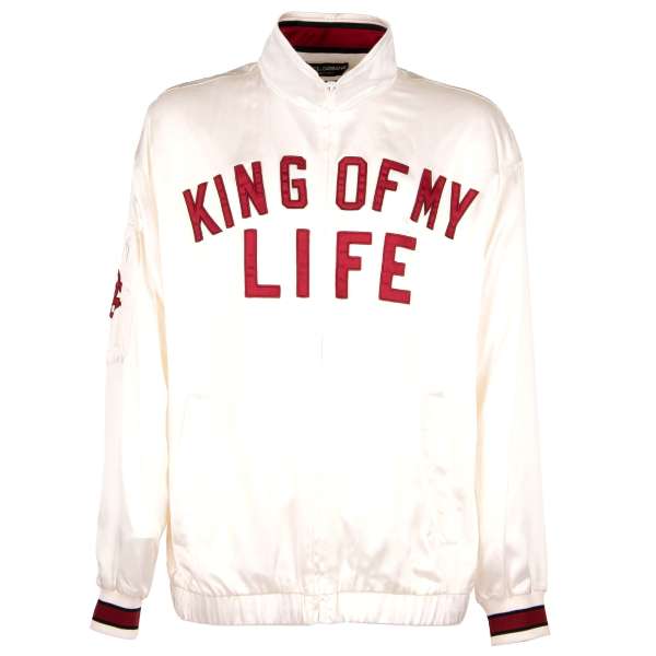 Oversize DG Millenials Bomberjacke aus Seide mit Kind of My Life Stickerei von DOLCE & GABBANA