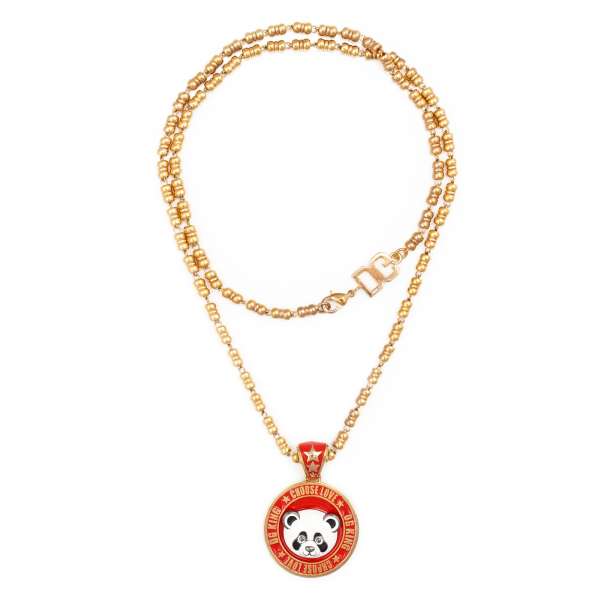 Unisex Kette mit DG King Choose Love Panda Bär Anhänger in gold von DOLCE & GABBANA