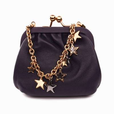 Kristall Stern Metal Kette Portemonnaie Tasche Gold Lila